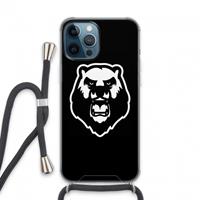 CaseCompany Angry Bear (black): iPhone 13 Pro Max Transparant Hoesje met koord