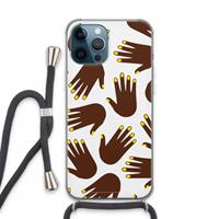 CaseCompany Hands dark: iPhone 13 Pro Max Transparant Hoesje met koord