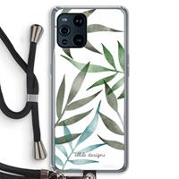 CaseCompany Tropical watercolor leaves: Oppo Find X3 Transparant Hoesje met koord