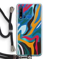 CaseCompany Colored Zebra: Huawei P20 Lite (2019) Transparant Hoesje met koord