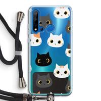 CaseCompany Katten: Huawei P20 Lite (2019) Transparant Hoesje met koord