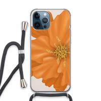 CaseCompany Orange Ellila flower: iPhone 13 Pro Max Transparant Hoesje met koord