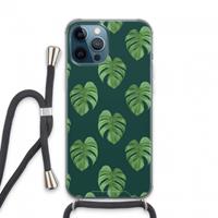 CaseCompany Monstera leaves: iPhone 13 Pro Max Transparant Hoesje met koord