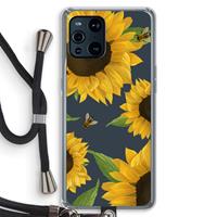 CaseCompany Sunflower and bees: Oppo Find X3 Transparant Hoesje met koord