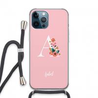 CaseCompany Pink Bouquet: iPhone 13 Pro Max Transparant Hoesje met koord