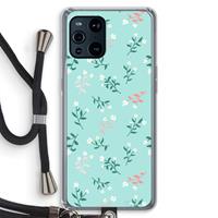 CaseCompany Small white flowers: Oppo Find X3 Transparant Hoesje met koord