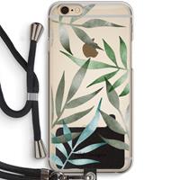 CaseCompany Tropical watercolor leaves: iPhone 6 / 6S Transparant Hoesje met koord