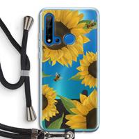 CaseCompany Sunflower and bees: Huawei P20 Lite (2019) Transparant Hoesje met koord