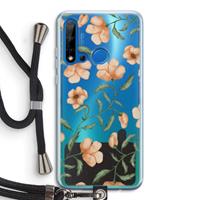 CaseCompany Peachy flowers: Huawei P20 Lite (2019) Transparant Hoesje met koord