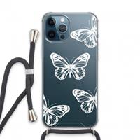 CaseCompany White butterfly: iPhone 13 Pro Max Transparant Hoesje met koord
