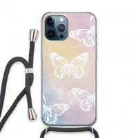 CaseCompany White butterfly: iPhone 13 Pro Max Transparant Hoesje met koord