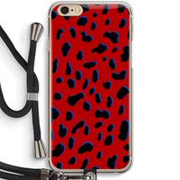 CaseCompany Red Leopard: iPhone 6 / 6S Transparant Hoesje met koord