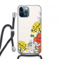 CaseCompany Wilde bloemen: iPhone 13 Pro Max Transparant Hoesje met koord