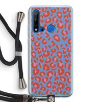 CaseCompany Leopard blue: Huawei P20 Lite (2019) Transparant Hoesje met koord