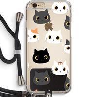 CaseCompany Katten: iPhone 6 / 6S Transparant Hoesje met koord