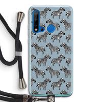 CaseCompany Zebra: Huawei P20 Lite (2019) Transparant Hoesje met koord