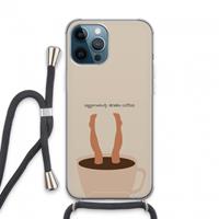 CaseCompany Aggressively drinks coffee: iPhone 13 Pro Max Transparant Hoesje met koord