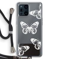 CaseCompany White butterfly: Oppo Find X3 Transparant Hoesje met koord