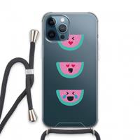 CaseCompany Smiley watermeloen: iPhone 13 Pro Max Transparant Hoesje met koord