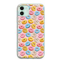 CaseCompany Pink donuts: iPhone 11 Transparant Hoesje