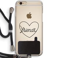 CaseCompany Friends heart black: iPhone 6 / 6S Transparant Hoesje met koord