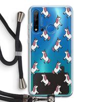 CaseCompany Eenhoorns overal: Huawei P20 Lite (2019) Transparant Hoesje met koord