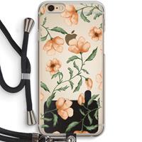 CaseCompany Peachy flowers: iPhone 6 / 6S Transparant Hoesje met koord