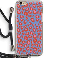 CaseCompany Leopard blue: iPhone 6 / 6S Transparant Hoesje met koord