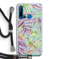 CaseCompany Tropical Palms Blue: Huawei P20 Lite (2019) Transparant Hoesje met koord