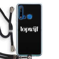 CaseCompany Topwijf Zwart: Huawei P20 Lite (2019) Transparant Hoesje met koord