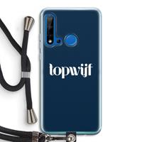 CaseCompany Topwijf Navy: Huawei P20 Lite (2019) Transparant Hoesje met koord