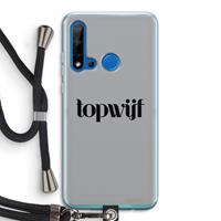 CaseCompany Topwijf Grijs Zwart: Huawei P20 Lite (2019) Transparant Hoesje met koord