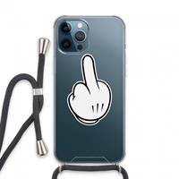 CaseCompany Middle finger white: iPhone 13 Pro Max Transparant Hoesje met koord