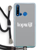 CaseCompany Topwijf Grijs Wit: Huawei P20 Lite (2019) Transparant Hoesje met koord