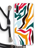 CaseCompany Colored Zebra: Huawei P Smart Pro Transparant Hoesje met koord