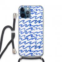 CaseCompany Blauwe golven: iPhone 13 Pro Max Transparant Hoesje met koord