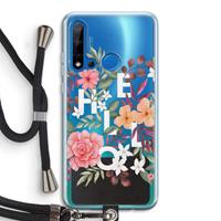 CaseCompany Hello in flowers: Huawei P20 Lite (2019) Transparant Hoesje met koord