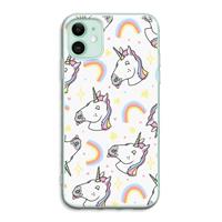 CaseCompany Rainbow Unicorn: iPhone 11 Transparant Hoesje