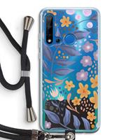 CaseCompany Flowers with blue leaves: Huawei P20 Lite (2019) Transparant Hoesje met koord