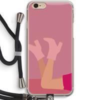 CaseCompany Pink boots: iPhone 6 / 6S Transparant Hoesje met koord