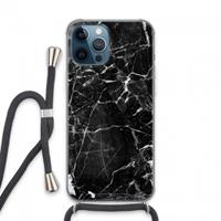 CaseCompany Zwart Marmer 2: iPhone 13 Pro Max Transparant Hoesje met koord