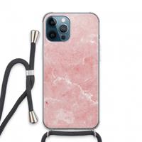 CaseCompany Roze marmer: iPhone 13 Pro Max Transparant Hoesje met koord