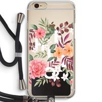 CaseCompany Hello in flowers: iPhone 6 / 6S Transparant Hoesje met koord