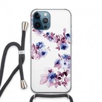 CaseCompany Waterverf bloemen: iPhone 13 Pro Max Transparant Hoesje met koord