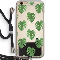 CaseCompany Monstera leaves: iPhone 6 / 6S Transparant Hoesje met koord