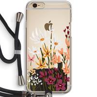 CaseCompany Painted wildflowers: iPhone 6 / 6S Transparant Hoesje met koord