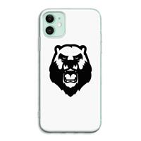 CaseCompany Angry Bear (white): iPhone 11 Transparant Hoesje