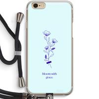 CaseCompany Bloom with grace: iPhone 6 / 6S Transparant Hoesje met koord