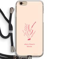 CaseCompany Where flowers bloom: iPhone 6 / 6S Transparant Hoesje met koord