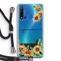 CaseCompany Zonnebloemen: Huawei P20 Lite (2019) Transparant Hoesje met koord